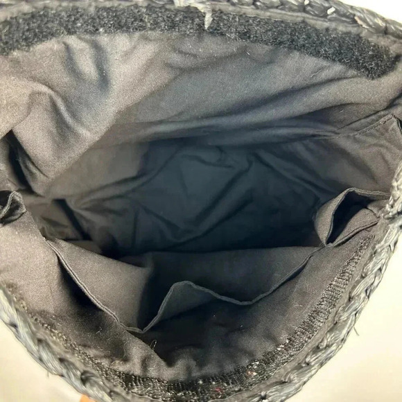 Recycled Crochet Woven Tote Crossbody Black Handmade - Picture 4 of 4